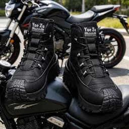 Functional Knob-Adjustable Motorcycle Riding High-Top Boots, Thick-Soled Motorcycle Shoes, Outdoor Off-Road Work Boots, Trendy Motorcycle Shoes