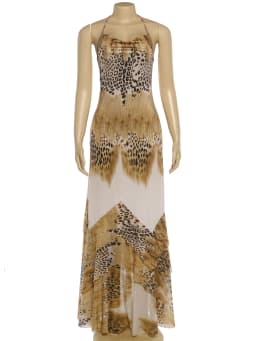 Sisterlinda Woman Long Dress Leopard Print Trend Sexy Fashion Lace-Up Halter Backless Shape Waist Ruffles Hem Elegant Vestidos
