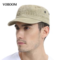 Military Cap Men Washed Cotton Fashion Design Flat Baseball Cap Top Army Hat with Air Hole Adjustable