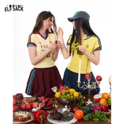 ELFSACK Assorted Jersey Style T-shirts, Sporty Number Print Tees, Slim V-neck Short Sleeve Tops for Women
