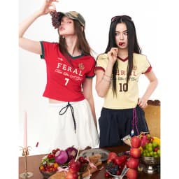 ELFSACK Assorted Jersey Style T-shirts, Sporty Number Print Tees, Slim V-neck Short Sleeve Tops for Women