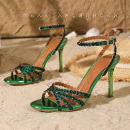 Luxury Crystal Cross Tied High Heel Sandals Women Sexy Open-toe Ankle Strap Buckle Stiletto Sandals Elegant Banquet Dress Shoes