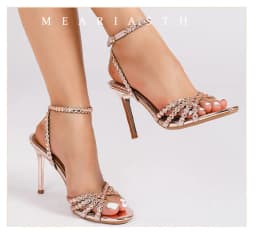 Luxury Crystal Cross Tied High Heel Sandals Women Sexy Open-toe Ankle Strap Buckle Stiletto Sandals Elegant Banquet Dress Shoes