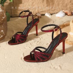 Luxury Crystal Cross Tied High Heel Sandals Women Sexy Open-toe Ankle Strap Buckle Stiletto Sandals Elegant Banquet Dress Shoes