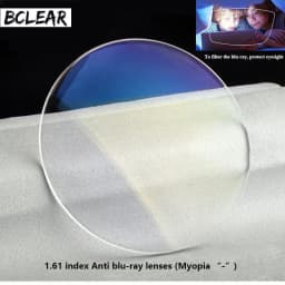 BCLEAR 1.61 Refractive Index Anti Blue Ray Lenses Single Vision Lens Myopia Blue Light Eyes Protection Computer Phone Glasses