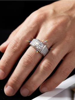Real Moissanite Diamond 1CT Gorgeous Engagement Rings For Men Wedding Gift Best Quality Luxury Minimalist Jewelry
