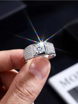 Real Moissanite Diamond 1CT Gorgeous Engagement Rings For Men Wedding Gift Best Quality Luxury Minimalist Jewelry