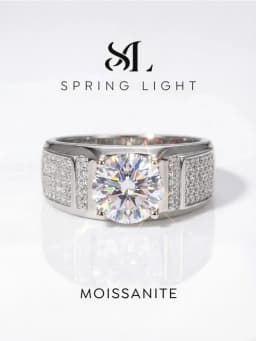 Real Moissanite Diamond 1CT Gorgeous Engagement Rings For Men Wedding Gift Best Quality Luxury Minimalist Jewelry