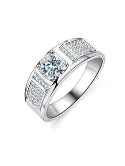Real Moissanite Diamond 1CT Gorgeous Engagement Rings For Men Wedding Gift Best Quality Luxury Minimalist Jewelry