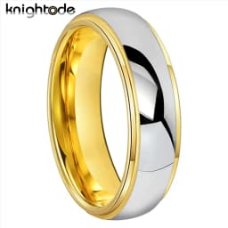 6/8mm Fashion Tungsten Carbide Wedding Bands For Men Women Engagement Ring Jewelry Gold Color Steped Dome Polishing Comfort Fit