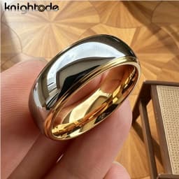 6/8mm Fashion Tungsten Carbide Wedding Bands For Men Women Engagement Ring Jewelry Gold Color Steped Dome Polishing Comfort Fit