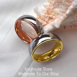 6/8mm Fashion Tungsten Carbide Wedding Bands For Men Women Engagement Ring Jewelry Gold Color Steped Dome Polishing Comfort Fit