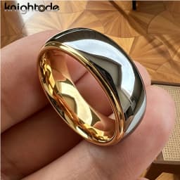 6/8mm Fashion Tungsten Carbide Wedding Bands For Men Women Engagement Ring Jewelry Gold Color Steped Dome Polishing Comfort Fit