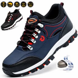 Steel Toe Work Shoes for Men Women Anti-Smash Anti-Puncture Blue Safety Shoes Breathable Lightweight Air Cushion Work Shoes