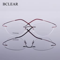 BCLEAR Beta-Ti Designer Brand Style Flexible Memory Metal Rimless Eyeglasses Frame for Oculos De Grau Glasses Optical Frame