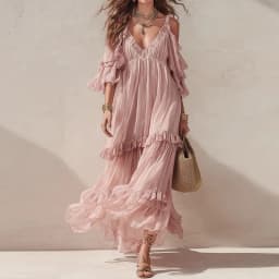Halter Backless Summer Elegant Party Dress Women Sleeveless Ruffles Patchwork Maxi Dress Chic Solid Holiday Fashion Ladies Dress