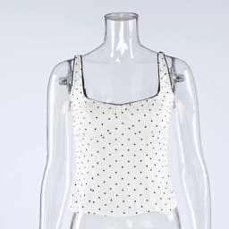 Linad Sexy Backless Polka Dot Tank Top Elegant Satin Spaghetti Strap Lace Camis Street Chic Sleeveless Vest Female 2025 Summer