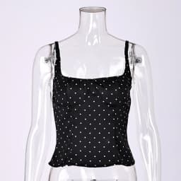Linad Sexy Backless Polka Dot Tank Top Elegant Satin Spaghetti Strap Lace Camis Street Chic Sleeveless Vest Female 2025 Summer