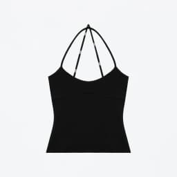Tank Cross-Back Halter Top, Tailored Waist-Cinching Camisole, U-Neck Halter Tank Top, Metal Embellished Slim-Fit Top for Layering or Wearing Alone