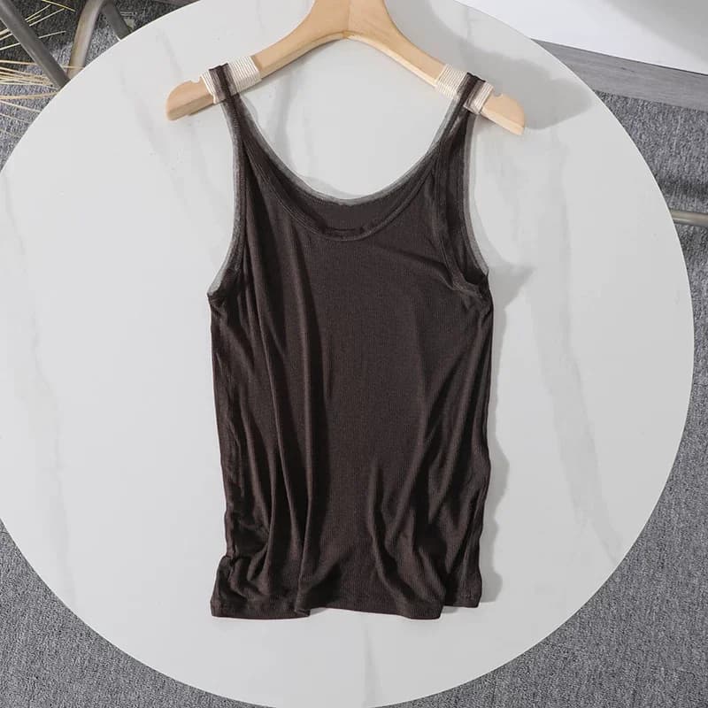 Women's Vest Tops V Neck Vest Solid Color Thin Tank Tops Sexy Shirts Feminino Casual Tees Tops