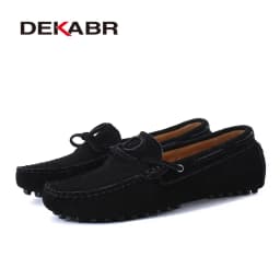 DEKABR Casual Men Genuine Leather Shoes Summer Breathable Green Men's Loafers Leather Shoes Sapato Masculino Zapatos Hombre