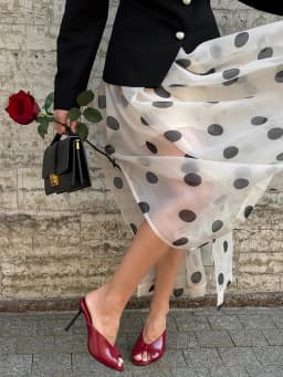 LIMO 2026 Summer See Through Polka Dot Organza Long Skirt High Waist Side Split Swing Maxi Skirt For Women