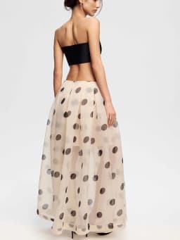 LIMO 2026 Summer See Through Polka Dot Organza Long Skirt High Waist Side Split Swing Maxi Skirt For Women