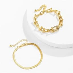 Trendy Personality Metal Snake Bone Bracelet Women Vintage Rhinestone U Shape Horseshoe Square Buckle Hip Hop Hand Accessory