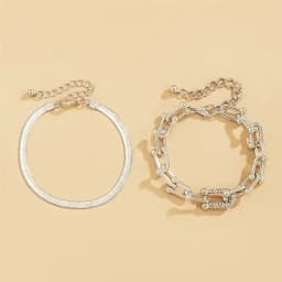 Trendy Personality Metal Snake Bone Bracelet Women Vintage Rhinestone U Shape Horseshoe Square Buckle Hip Hop Hand Accessory