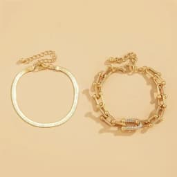 Trendy Personality Metal Snake Bone Bracelet Women Vintage Rhinestone U Shape Horseshoe Square Buckle Hip Hop Hand Accessory