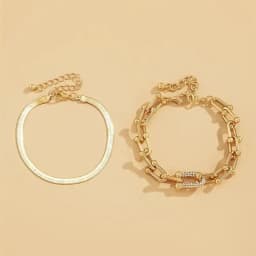Trendy Personality Metal Snake Bone Bracelet Women Vintage Rhinestone U Shape Horseshoe Square Buckle Hip Hop Hand Accessory