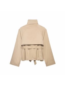 Women Cropped Trench Jackets Coat Autumn Outfit For Women Double Breasted Stand Collar Coats Lady Casual Vintage Jackets