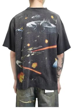 25SS Saint x Planet War Printed Women Men T shirts tees Hiphop Oversized Men Casual Cotton T shirt Summer Style