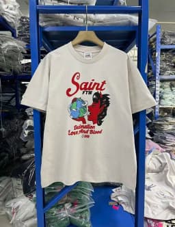 25SS Saint x Planet War Printed Women Men T shirts tees Hiphop Oversized Men Casual Cotton T shirt Summer Style