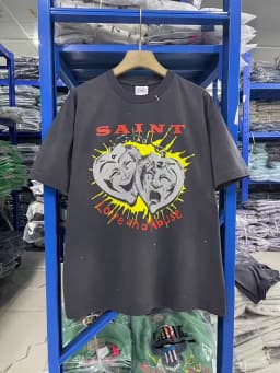 25SS Saint x Planet War Printed Women Men T shirts tees Hiphop Oversized Men Casual Cotton T shirt Summer Style