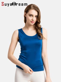 SuyaDream Women Tanks Knitted Real Silk Solid Vest O Neck Sleeveless Basic T Shirt 2025 Spring Summer Tops