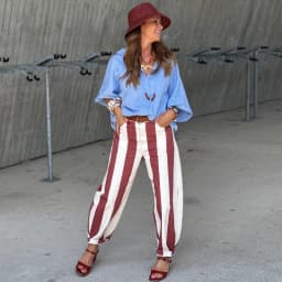 HXAO Jeans Women's Pants Y2K Summer Baggy Striped Jeans Pant Streetwear Chic Vacation Balloon Straight Leg Denim Pants Woman