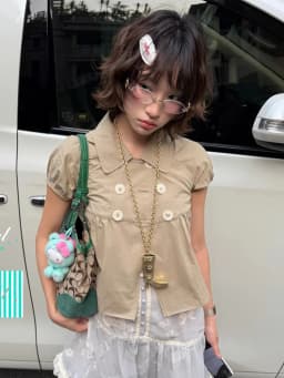 Genayooa Y2k Japanese Shirt Women Short Sleeve Button 2000s Aesthetic Vintage Tops Streetwear American Retro Summer Shirt Tops