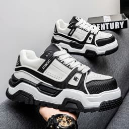 Men's Thick-Soled Height-Increasing Casual Sports Shoes, Low-Top Lace-Up Style, Wear-Resistant Sole, Comfortable and Anti-Slip,