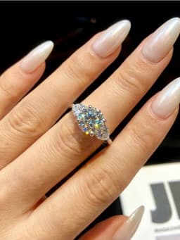 Fashion 3CT Big Certified Moissanite Diamond Engagement Rings for Women Double Heart Zircon Eternity Anniversary Jewelry