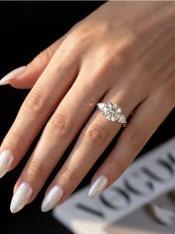 Fashion 3CT Big Certified Moissanite Diamond Engagement Rings for Women Double Heart Zircon Eternity Anniversary Jewelry