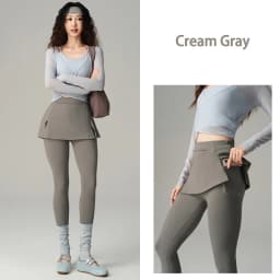 BIVIGAOS Fake Two-Piece Split Skirts Leggings Women Tennis Skirt Built-In Pockets Tight Sports Fitness Yoga Sharkskin Leggings