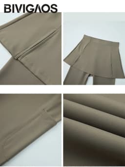 BIVIGAOS Fake Two-Piece Split Skirts Leggings Women Tennis Skirt Built-In Pockets Tight Sports Fitness Yoga Sharkskin Leggings