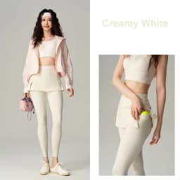 BIVIGAOS Fake Two-Piece Split Skirts Leggings Women Tennis Skirt Built-In Pockets Tight Sports Fitness Yoga Sharkskin Leggings