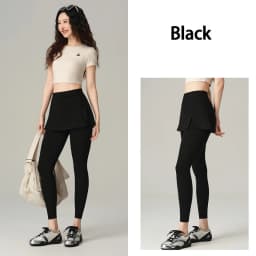 BIVIGAOS Fake Two-Piece Split Skirts Leggings Women Tennis Skirt Built-In Pockets Tight Sports Fitness Yoga Sharkskin Leggings