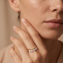 ATTAGEMS Bead Chain Tassel Drilled Moissanite Ring Gold Plated Copper Fashion Women Ring Daily Wear Jewelry BirthdayGift for Her