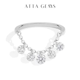 ATTAGEMS Bead Chain Tassel Drilled Moissanite Ring Gold Plated Copper Fashion Women Ring Daily Wear Jewelry BirthdayGift for Her