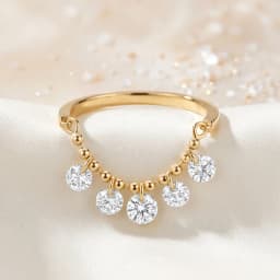 ATTAGEMS Bead Chain Tassel Drilled Moissanite Ring Gold Plated Copper Fashion Women Ring Daily Wear Jewelry BirthdayGift for Her