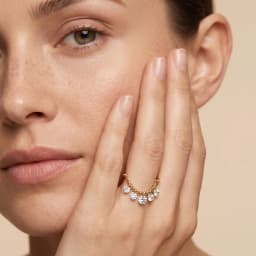 ATTAGEMS Bead Chain Tassel Drilled Moissanite Ring Gold Plated Copper Fashion Women Ring Daily Wear Jewelry BirthdayGift for Her