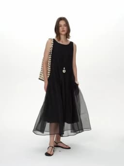 DUSHU Women [LineSculpt Series] Dresses Women 2026 Summer New Three Colors Fluffy Organza Sleeveless Elegant Fairycore Ins